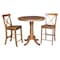 International Concepts Round 36 in Round Extension Dining Table with 2 Stools, Distressed Oak, 36 in W, 48 in L, 35.3 in H K42-36RXT-6B-S6132-2 - alternate 1